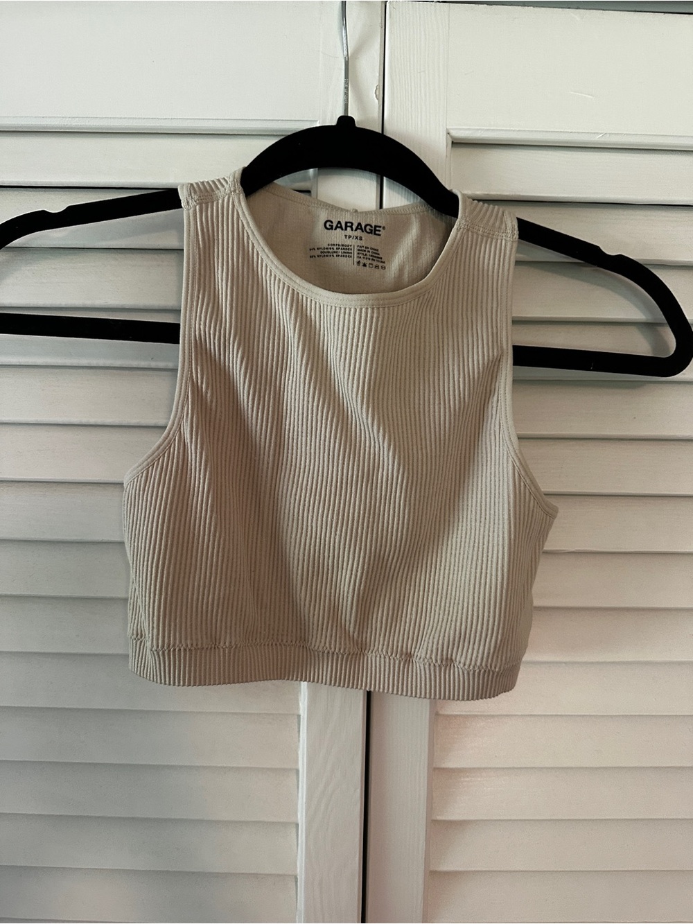 Garage Ribbed Crop Tank Top in Light Beige